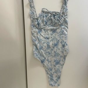 FRANKIES BIKINI Fawn One Piece Swimsuit In White ,blue Frankie x Gigi Hadid